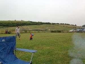 Fun with Daddy and a ball.